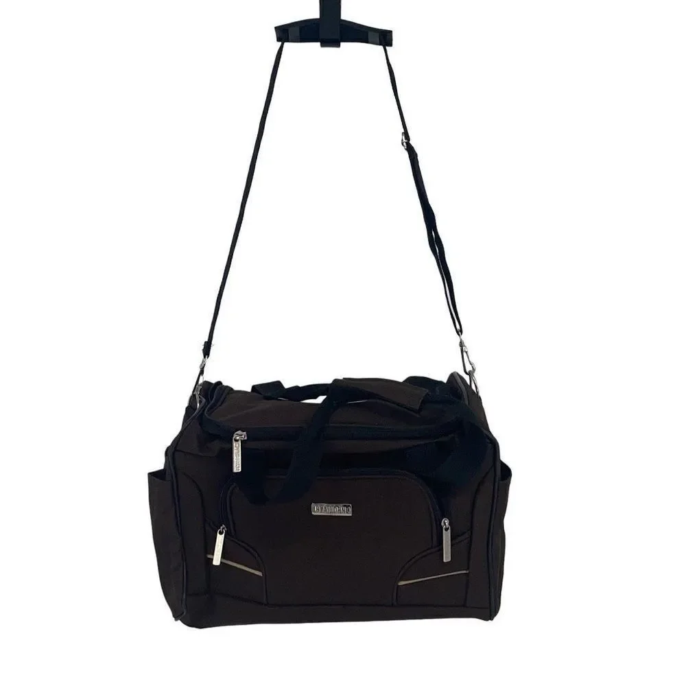 Claiborne Carry On Bag‎ Luggage Zip Pockets Detachable Strap Brown